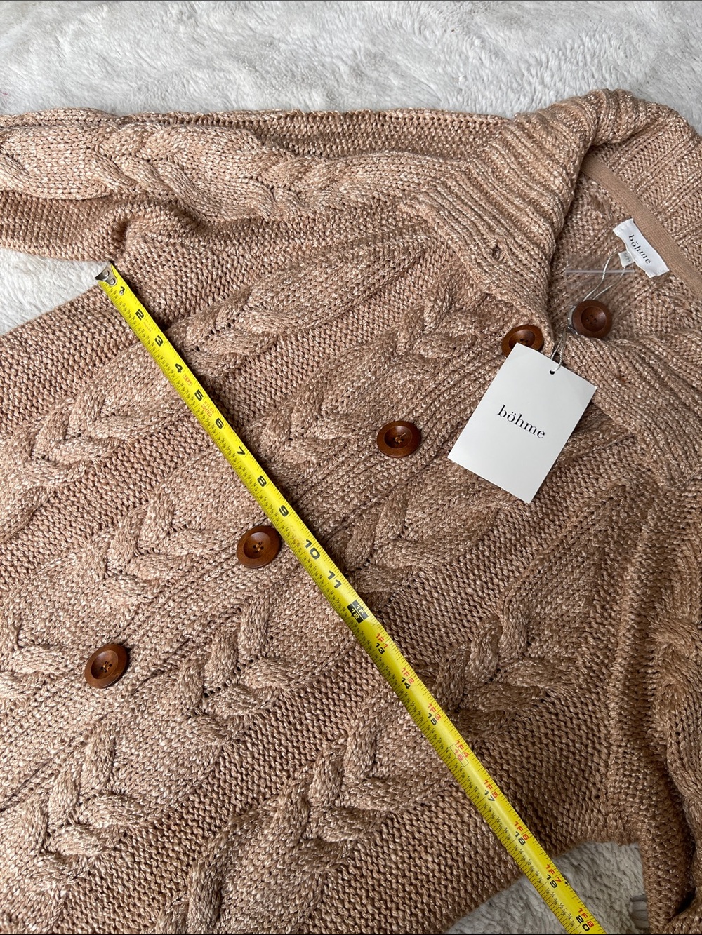 Bohme Cable Knit Button-Front Sweater Cardigan in Natural Size S - Picture 8 of 8
